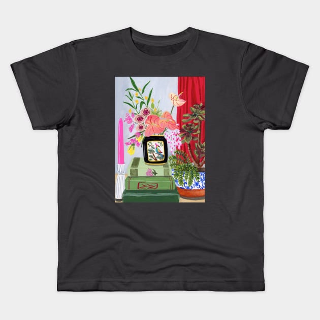 Bird Vase Kids T-Shirt by Sarah Gesek Studio